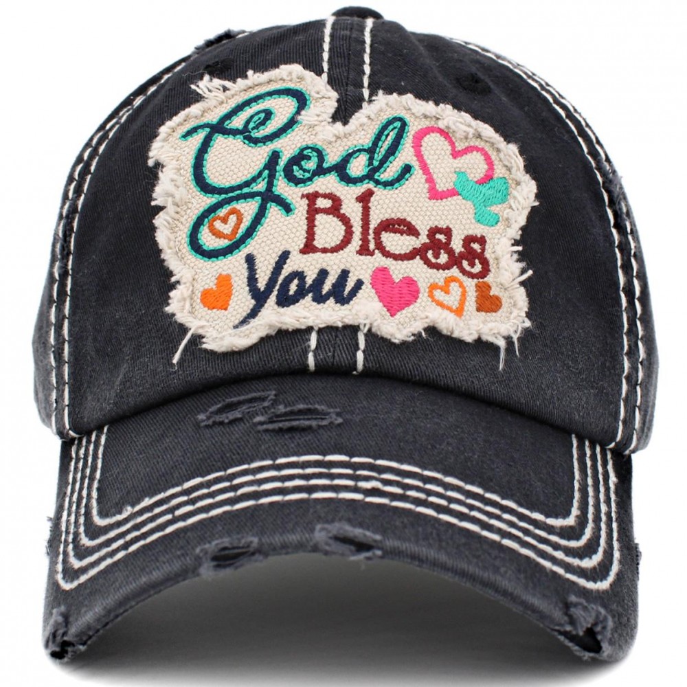 God Bless You - Hat - (White, Pink, Turquoise, Denim & Black)