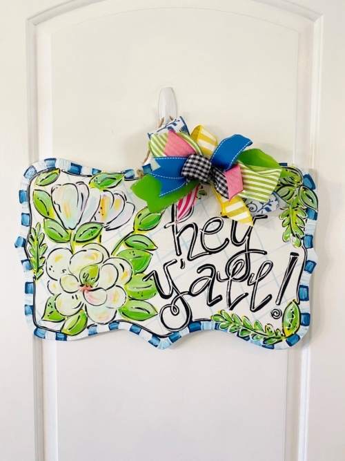 "Hey Y'all" Whimsical Door Hanger