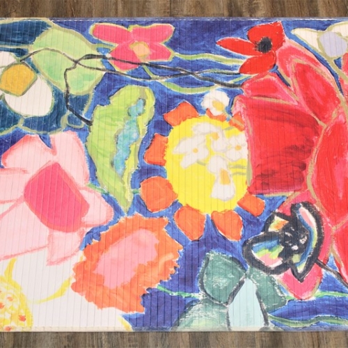 Abstract Flowers Bamboo Mat | 47x35'' |