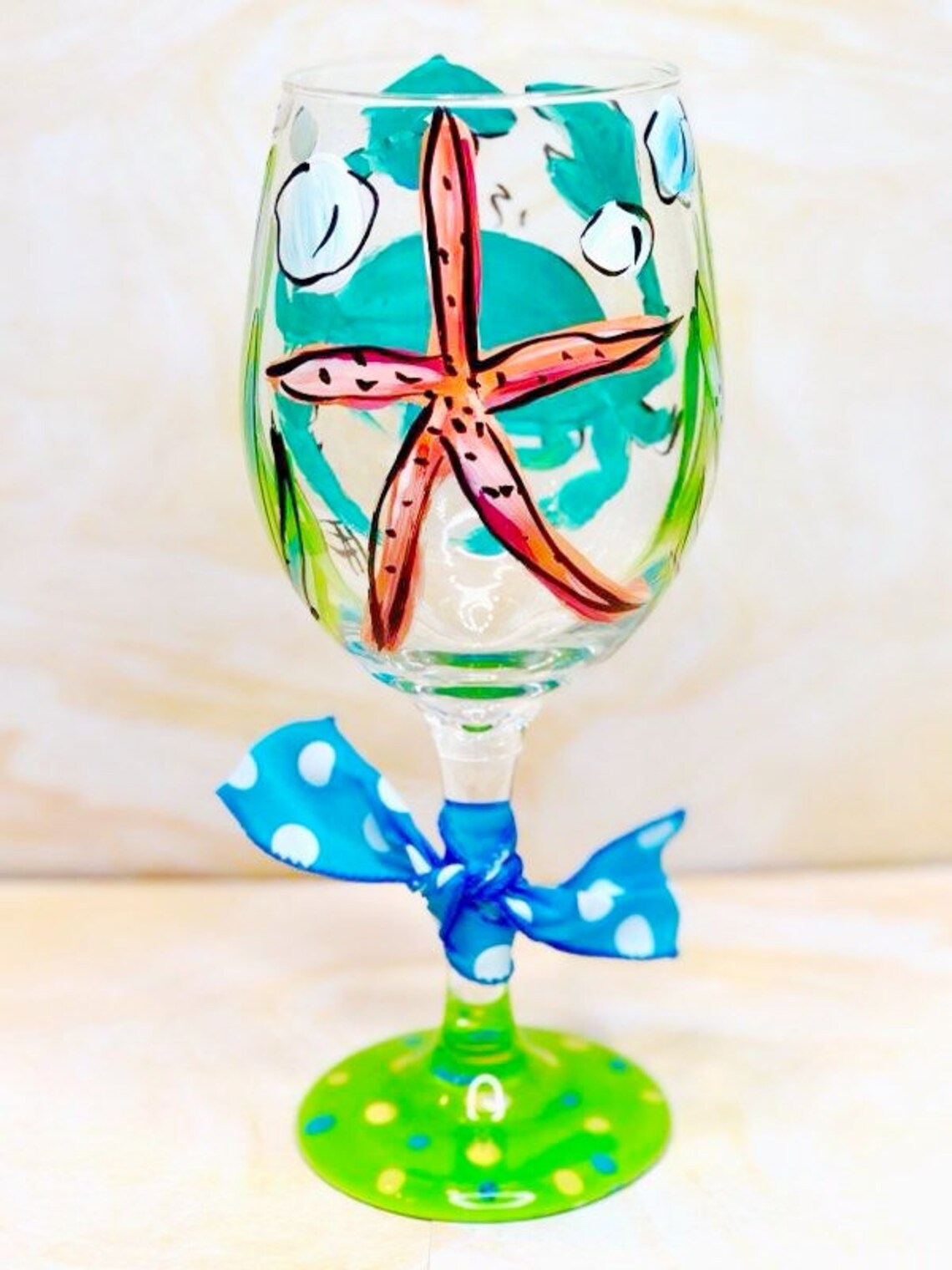 Hand Painted Wine Glass