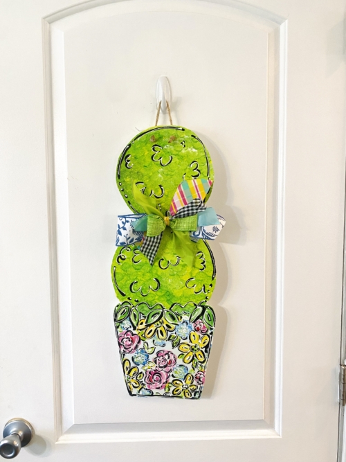 Whimsical Floral Topiary Door Hanger
