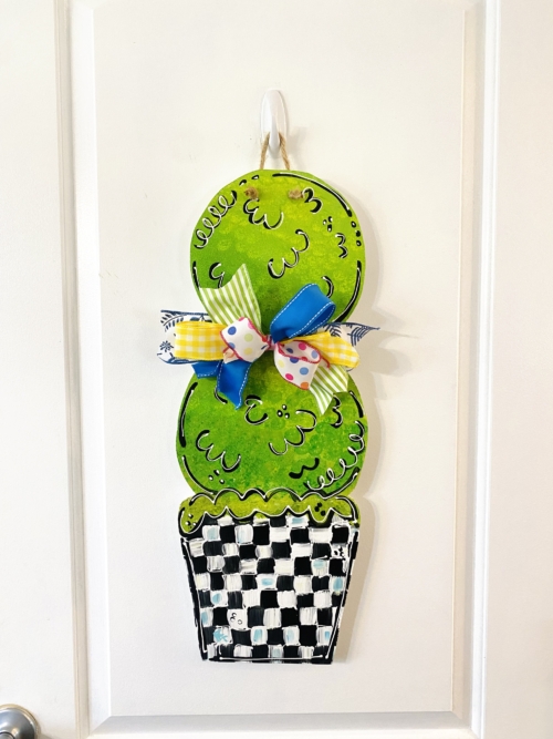 Checkered Topiary Door Hanger