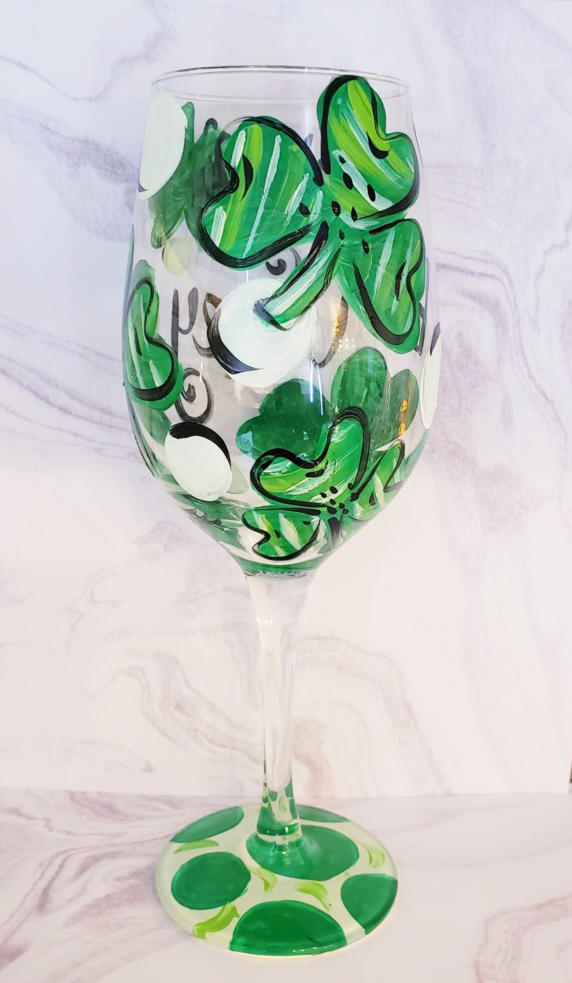 A Wee Bit Winey St. Patrick's Day Wine Glass, Hand Painted Wine Glass,  Whimsical Wine Glass, Perfect Gift 